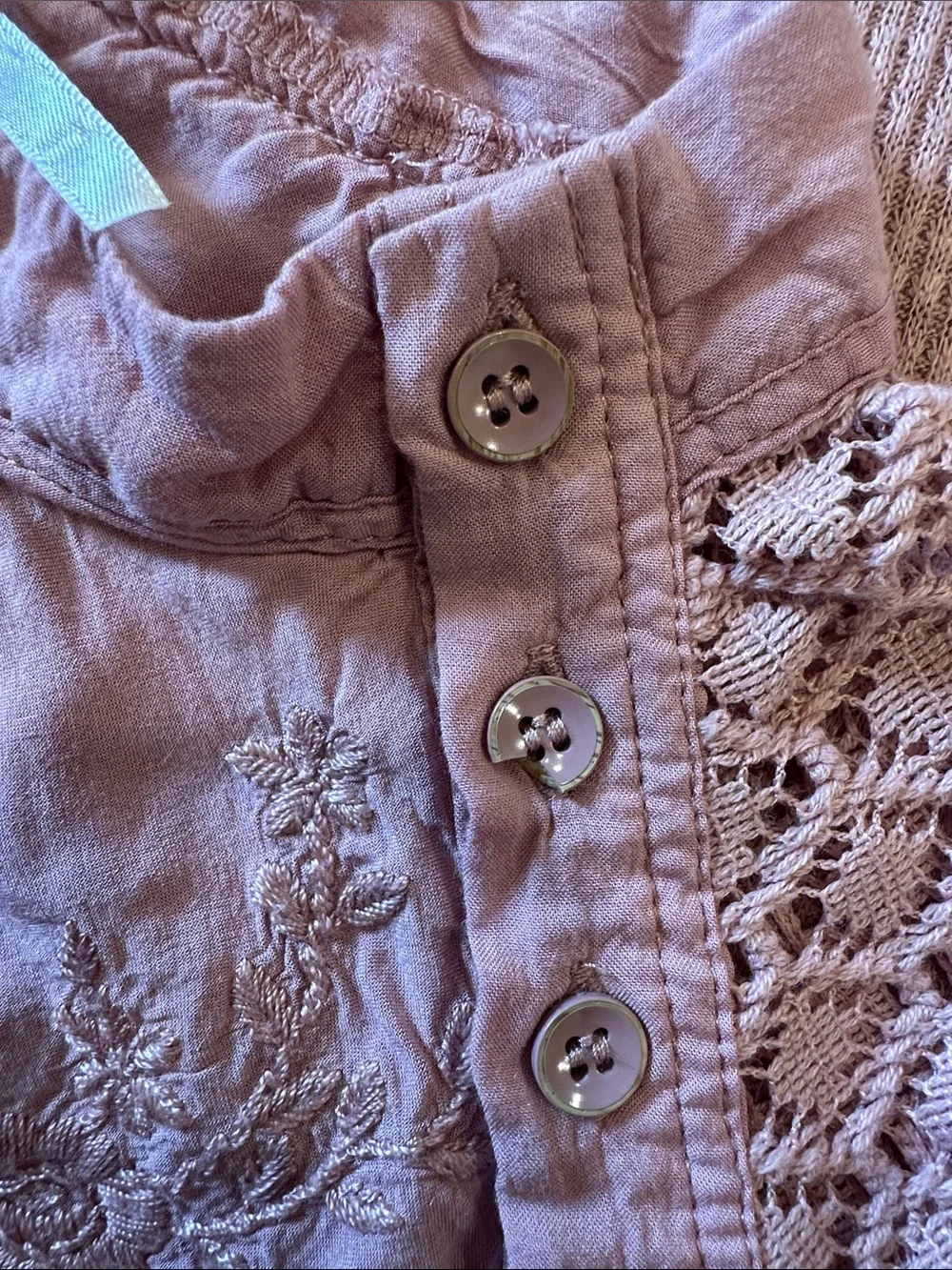 Free People Mauve Pink Sweetest Thing Thermal Knit Puff Sleeve Blouse Small